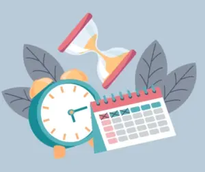 Afbeelding NeemJeTijd. Zandloper, wekker en kalender|meer grip overzicht en rust in je agenda en takenlijst